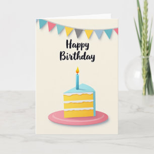 Cartão de Aniversário com Fatia de Bolo de Celebra