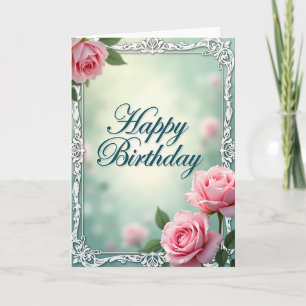 Cartão de Aniversário com Filigrana Floral