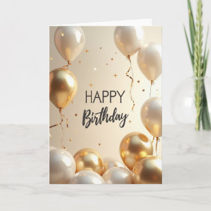 Cartão de Aniversário com Fita Dourada