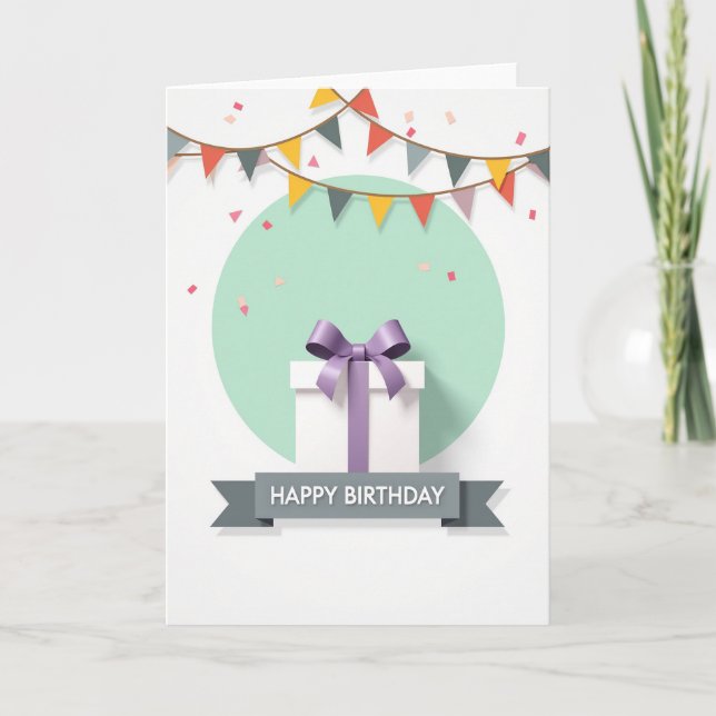 Cartão de Aniversário com Fita Elegante (Frente)