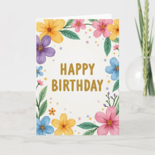 Cartão de Aniversário com Flor da Chevron