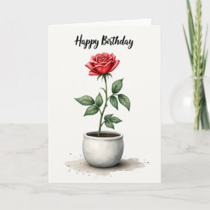 Cartão de Aniversário com Flor de Aquarela Doce