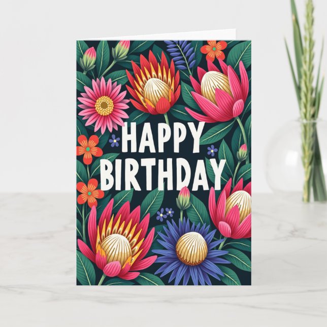 Cartão de Aniversário com Flor Exótica (Frente)