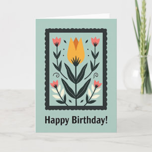 Cartão de Aniversário com Flor Recortada