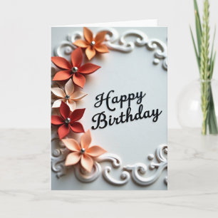 Cartão de Aniversário com Floral Scrollwork
