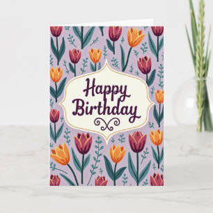 Cartão de Aniversário com Flores de Ameixa