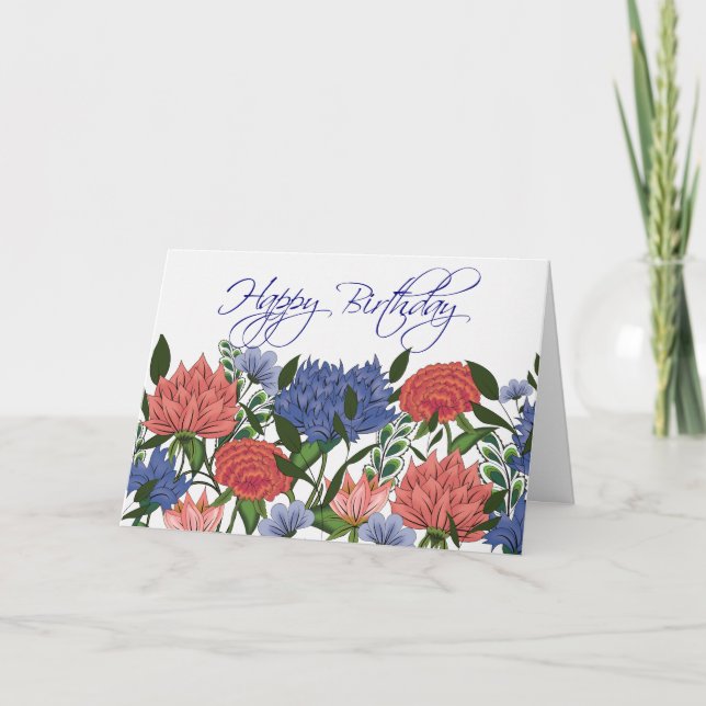 Cartão de Aniversário com Flores Indianas (Frente)