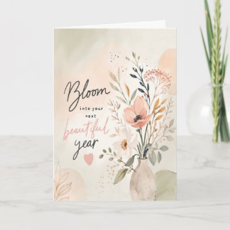 Cartão de Aniversário com Flores Personalizadas – 
