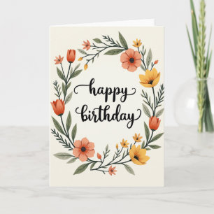 Cartão de Aniversário com Folhagem Verde