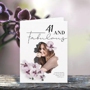 Cartão de aniversário com foto de orquídea 41 & Fa