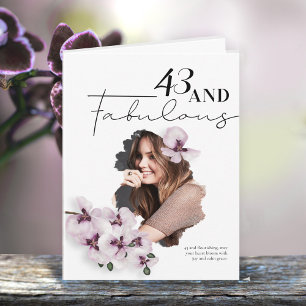 Cartão de aniversário com foto de orquídea 43 & Fa