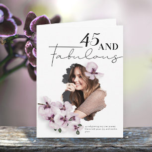 Cartão de aniversário com foto de orquídea 45 & Fa