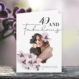 Cartão de aniversário com foto de orquídea 49 & Fa