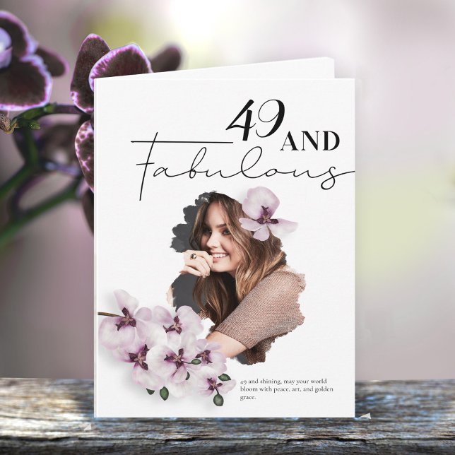 Cartão de aniversário com foto de orquídea 49 & Fa (Criador carregado)