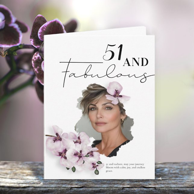 Cartão de aniversário com foto de orquídea 51 & Fa (Criador carregado)