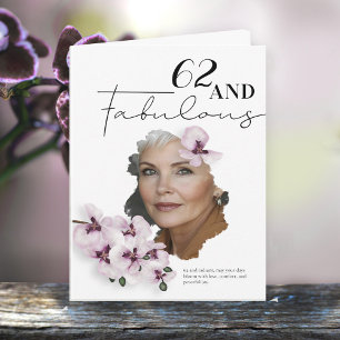 Cartão de aniversário com foto de orquídea 62 & Fa