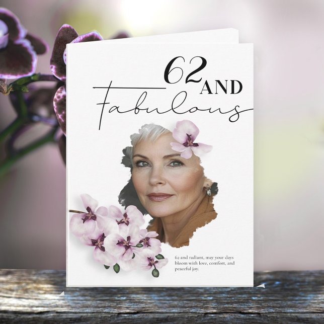 Cartão de aniversário com foto de orquídea 62 & Fa (Criador carregado)