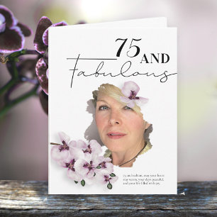 Cartão de aniversário com foto de orquídea 75 & Fa