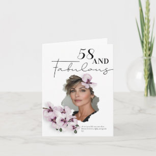 Cartão de aniversário com foto de orquídea para 58