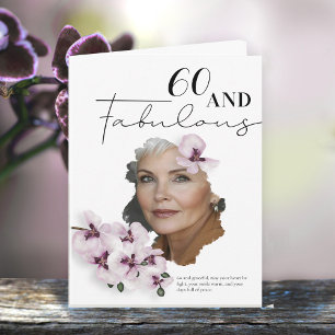 Cartão de aniversário com foto de orquídea para 60