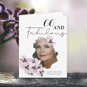 Cartão de aniversário com foto de orquídea para 66