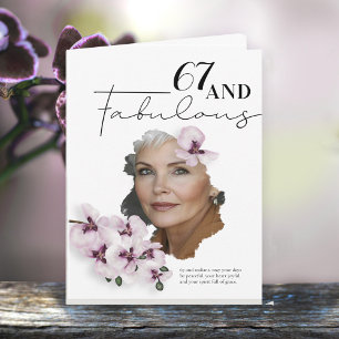 Cartão de aniversário com foto de orquídea para 67
