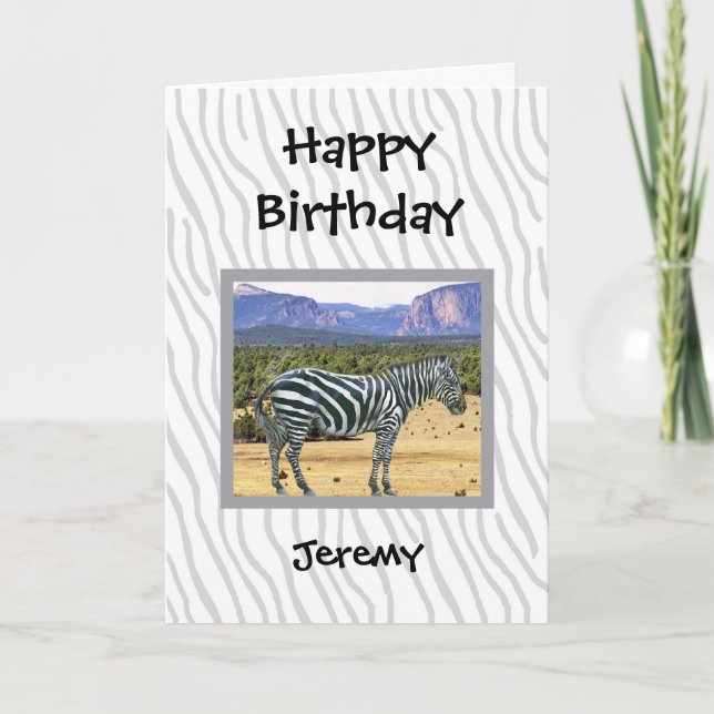 Cartão de aniversário com foto de zebra para uma c (Frente)