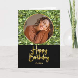Cartão de Aniversário com Foto e Letra Dourada da 