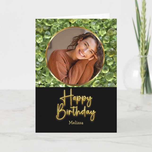 Cartão de Aniversário com Foto e Letra Dourada da  (Frente)