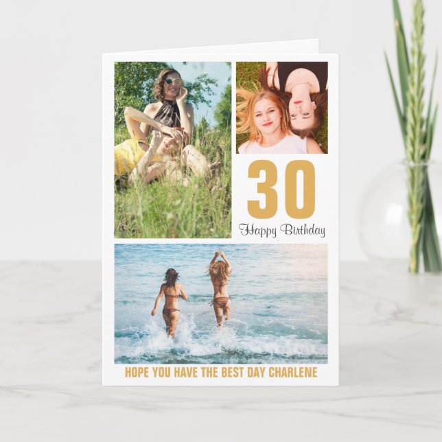 Cartão de aniversário com foto moderna qualquer id (Frente)
