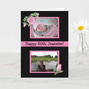 Cartão de Aniversário com Fotos de Agora e Antes e