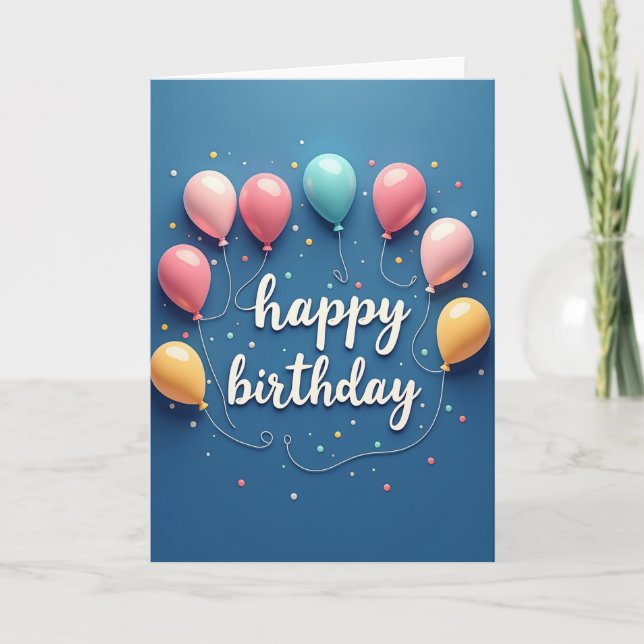 Cartão de Aniversário com Fundo Azul (Frente)