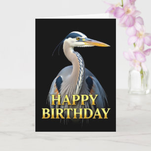CARTÃO DE ANIVERSÁRIO COM GARÇA EM CLOSEUP NÍTIDO