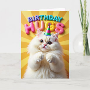 Cartão de Aniversário com Gato Fofinho e Chapéu