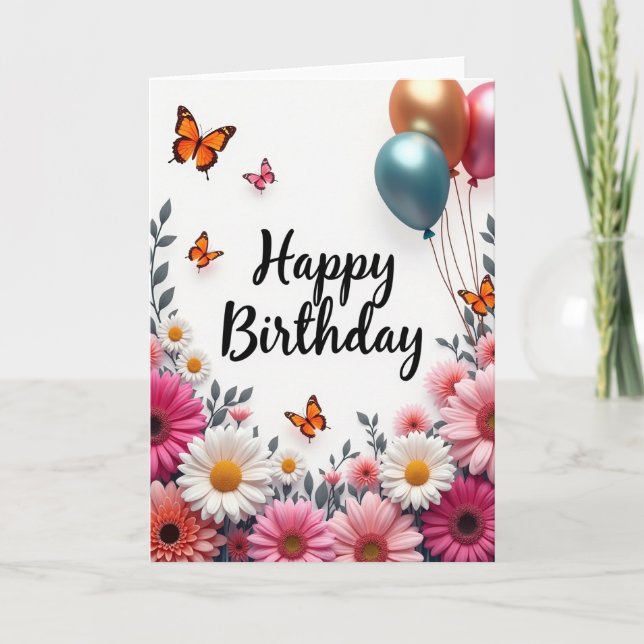 Cartão de Aniversário com Gerberas (Frente)