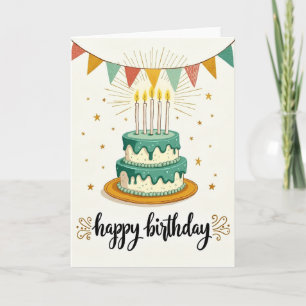 Cartão de Aniversário com Glacê Turquesa