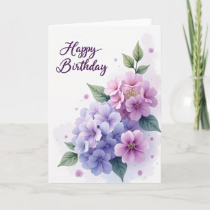 Cartão de Aniversário com Gradiente Floral