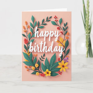 Cartão de Aniversário com Grinalda de Turquesa