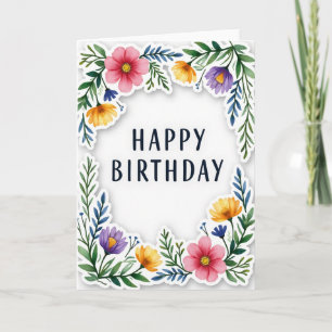 Cartão de Aniversário com Guarnição Pintada