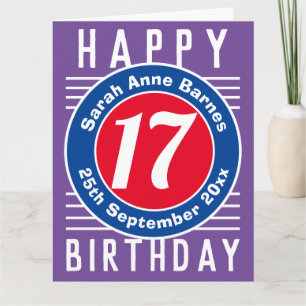 Cartão de aniversário com idade, nome e data