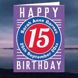 Cartão de aniversário com idade, nome e data