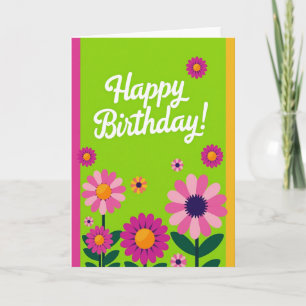 Cartão de Aniversário com Ilustração Alegre