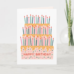 Cartão de aniversário com ilustração de bolo com v