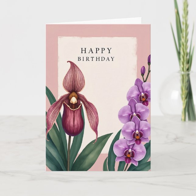 Cartão de aniversário com ilustração de lavanda (Frente)