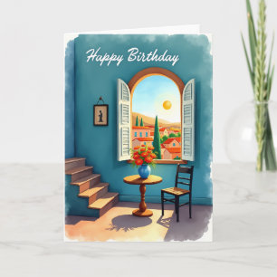 Cartão de Aniversário com Janela Ensolarada