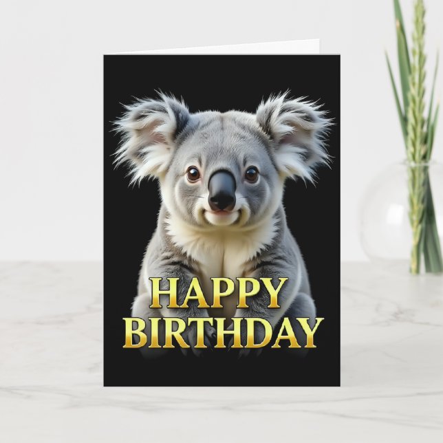 CARTÃO DE ANIVERSÁRIO COM KOALA EM CLOSEUP NÍTIDO (Frente)