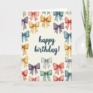 Cartão de Aniversário com Laço Pastel