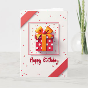 Cartão de Aniversário com Laço Vermelho