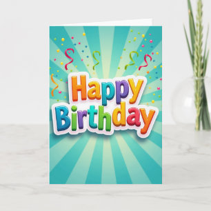Cartão de aniversário com letra 3D vibrante
