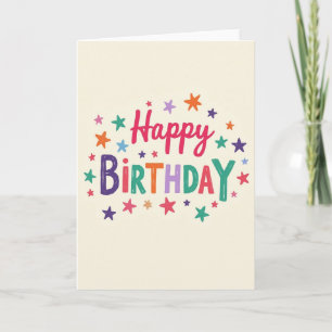 Cartão de Aniversário com Letra Alegre